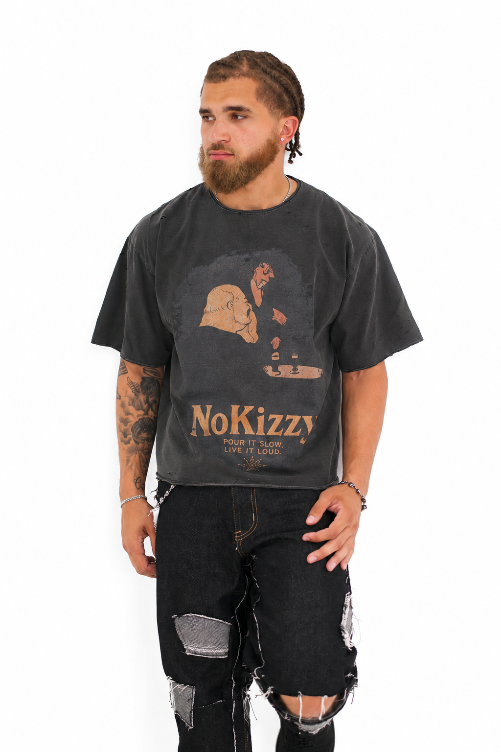 POUR IT SLOW TEE - SHADOW GREY