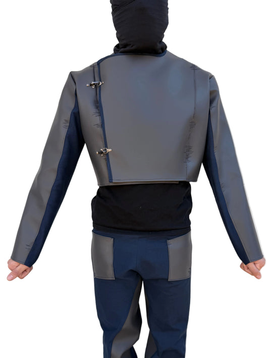 Leather Cropped Motto Jacket