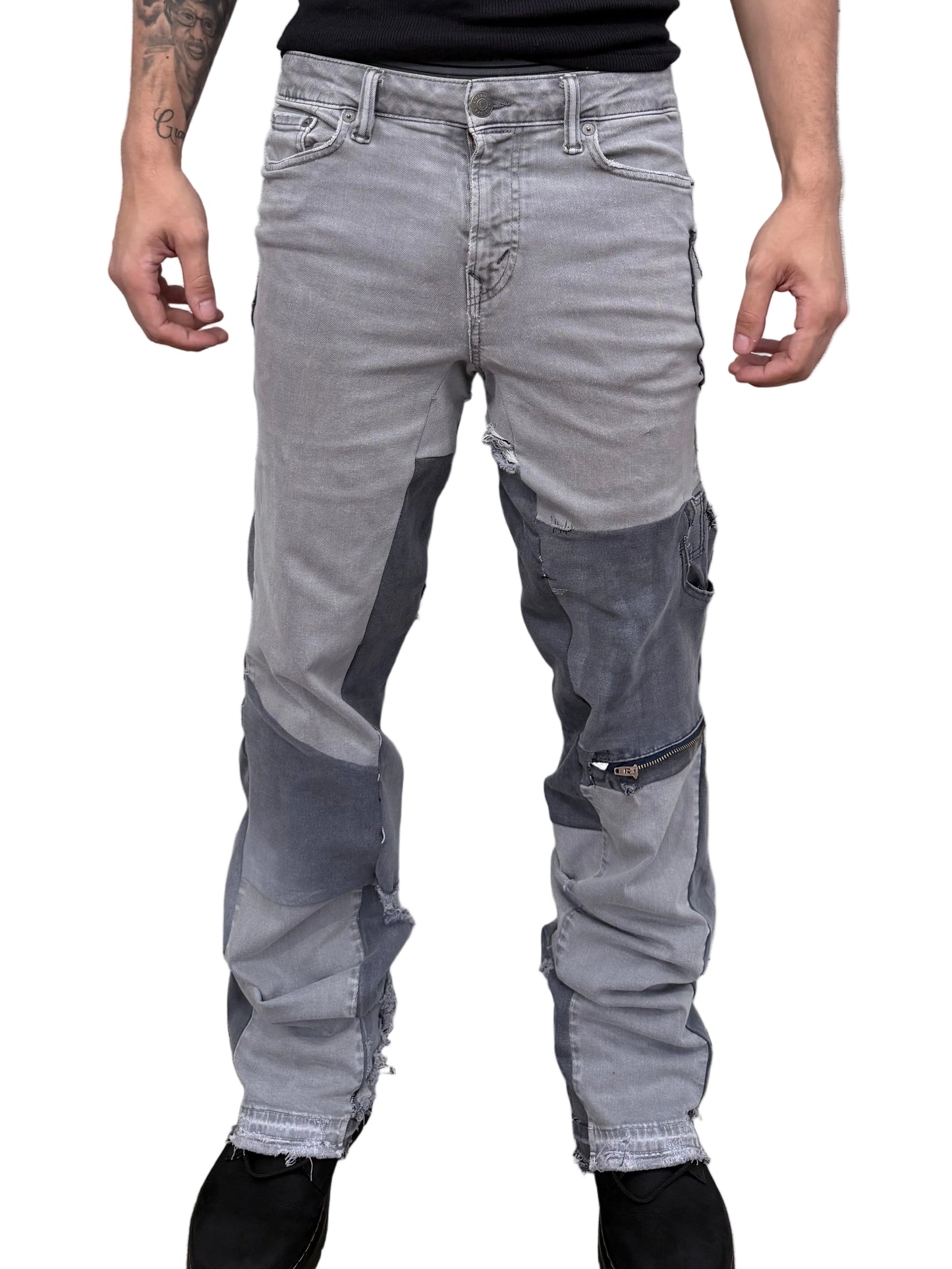 Greyscale Patchwork Jeans
