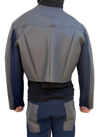 Leather Cropped Motto Jacket