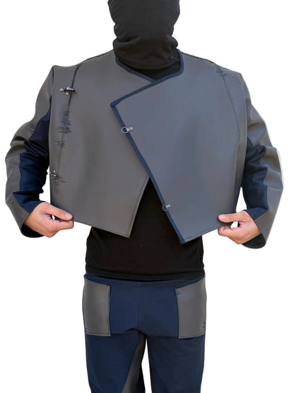 Leather Cropped Motto Jacket