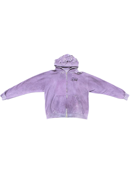 Warped Violet Zip-Up Hoodie